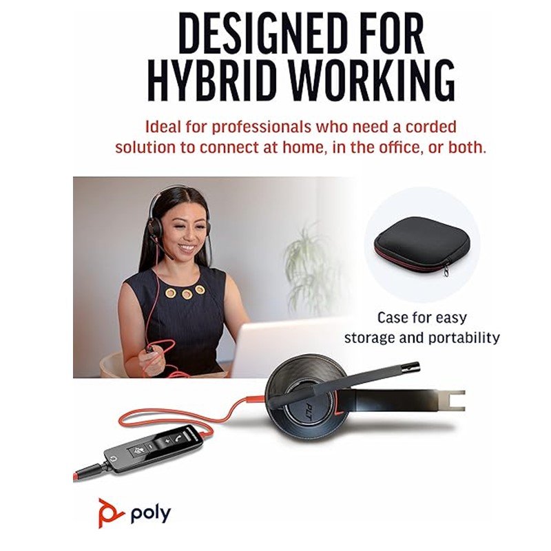 Poly Blackwire C3320-M – Casque Stéréo USB-C/A Certifié Teams – Idéal Bureautique & Visio