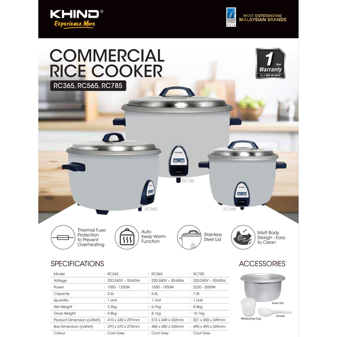 KHIND 7.8L COMMERCIAL RICE COOKER RC785 | Shopee Malaysia