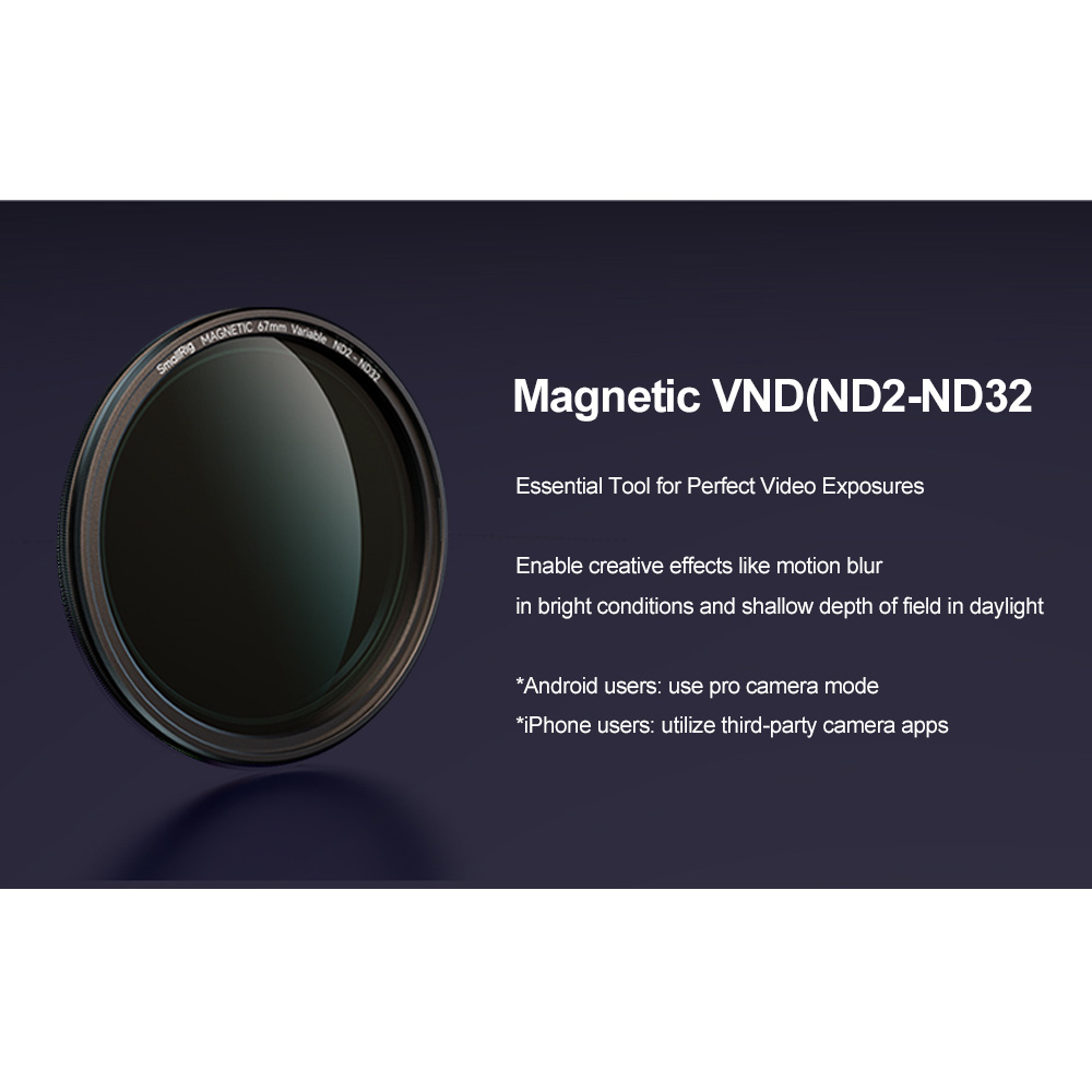 SMALLRIG Magnetischer VND Filter 67mm ND64-ND400 – Einstellbarer ND-Filter Für Kameraobjektive & Smartphones