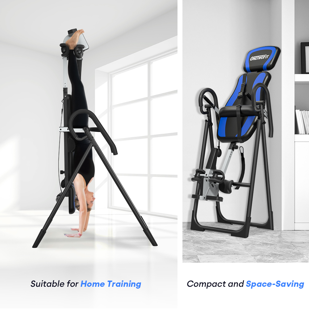 OneTwoFit Foldable Adjustable Handstand Machine Inversion Table ...