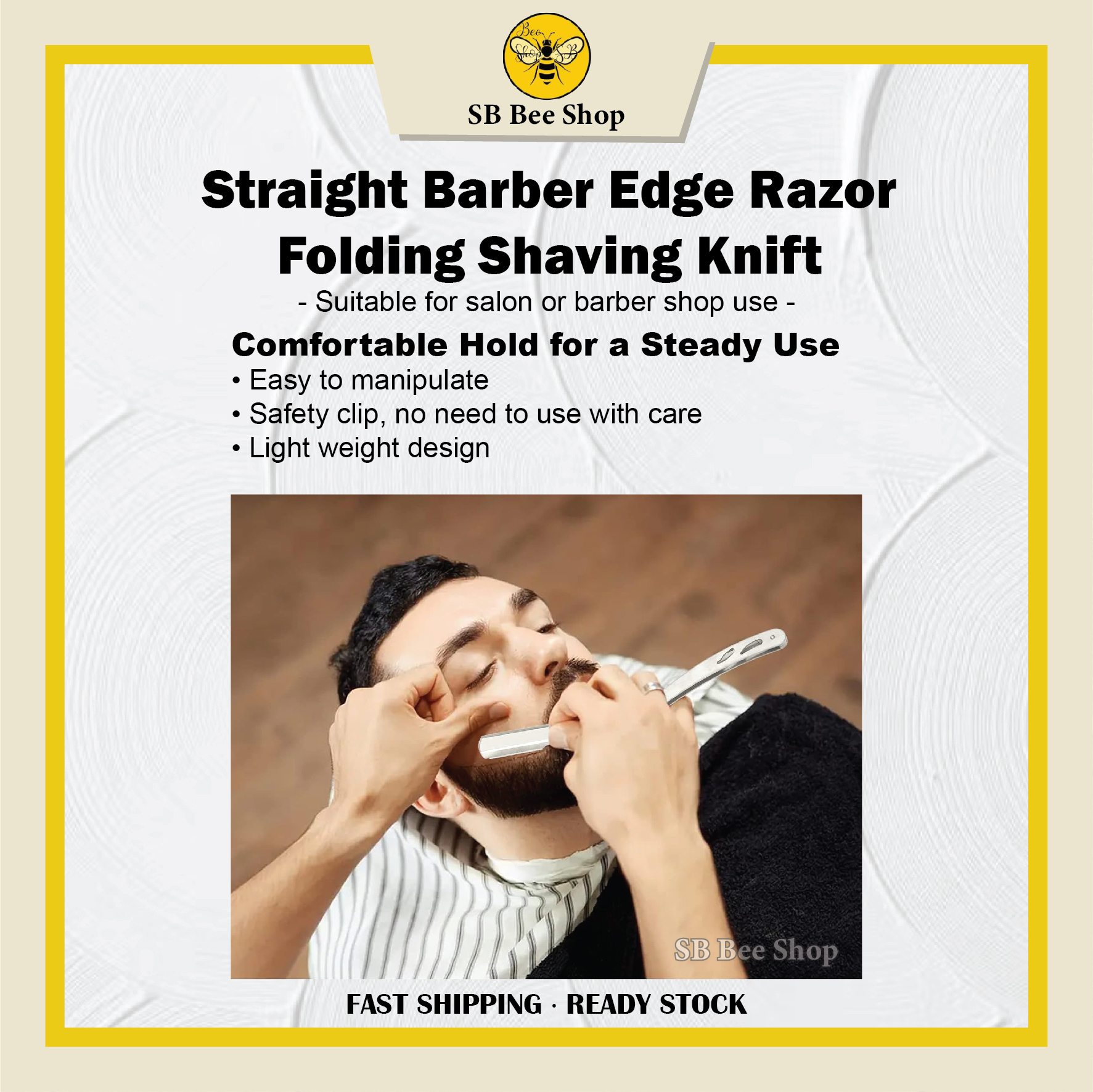 Shaver Straight Edge Stainless Steel Sharp Barber Razor Folding Shaving ...
