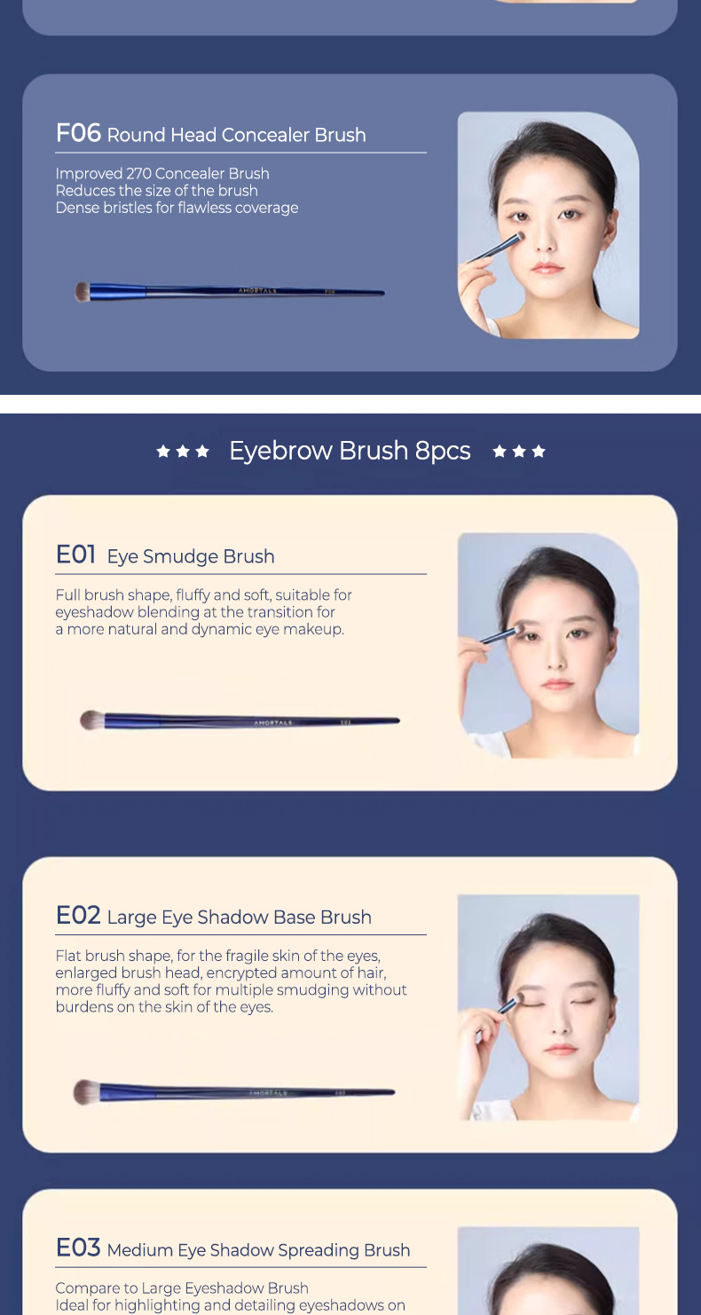 AMORTALS Blade Eyebrow Brush 尔木萄星系环游化妆刷刀锋野生眉眉刷化妆刷 扁头化妆师专用化妆刷画眉神器化妆刷工具 ...