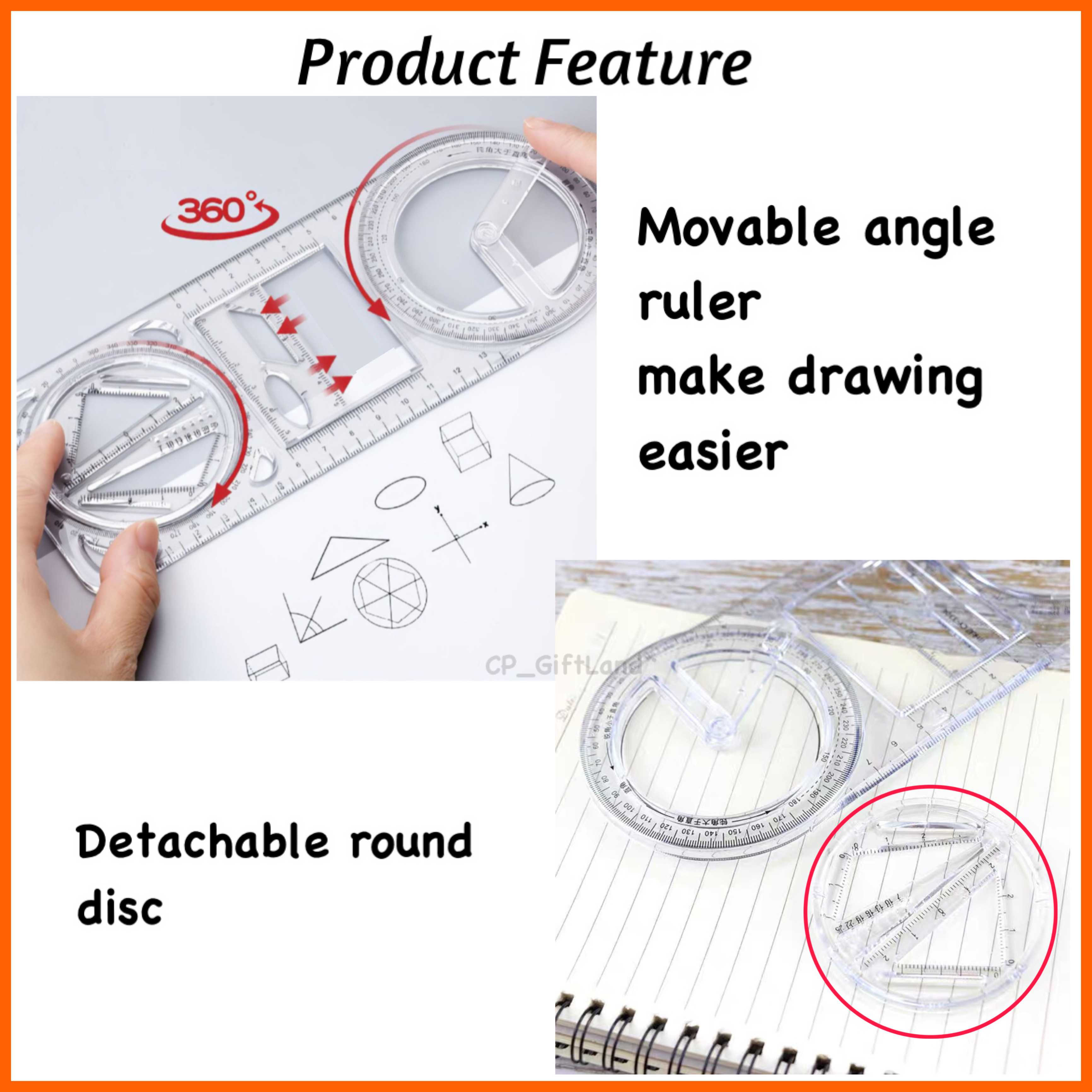 Multifunction Ruler Transparent Creative Triangle Drawing Geometric ...