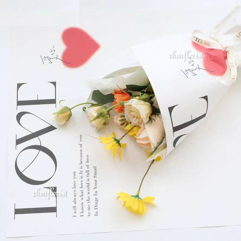 (10PCS) RED HEART Flower Wrapping Paper Bouquet Gift Florist Wrap ...