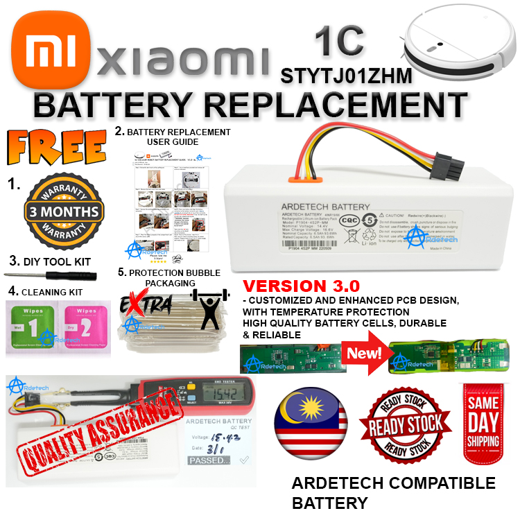 Rechargeable Li-ion Battery for Xiaomi 1C Mijia STYTJ01ZHM Robot Vacuum ...