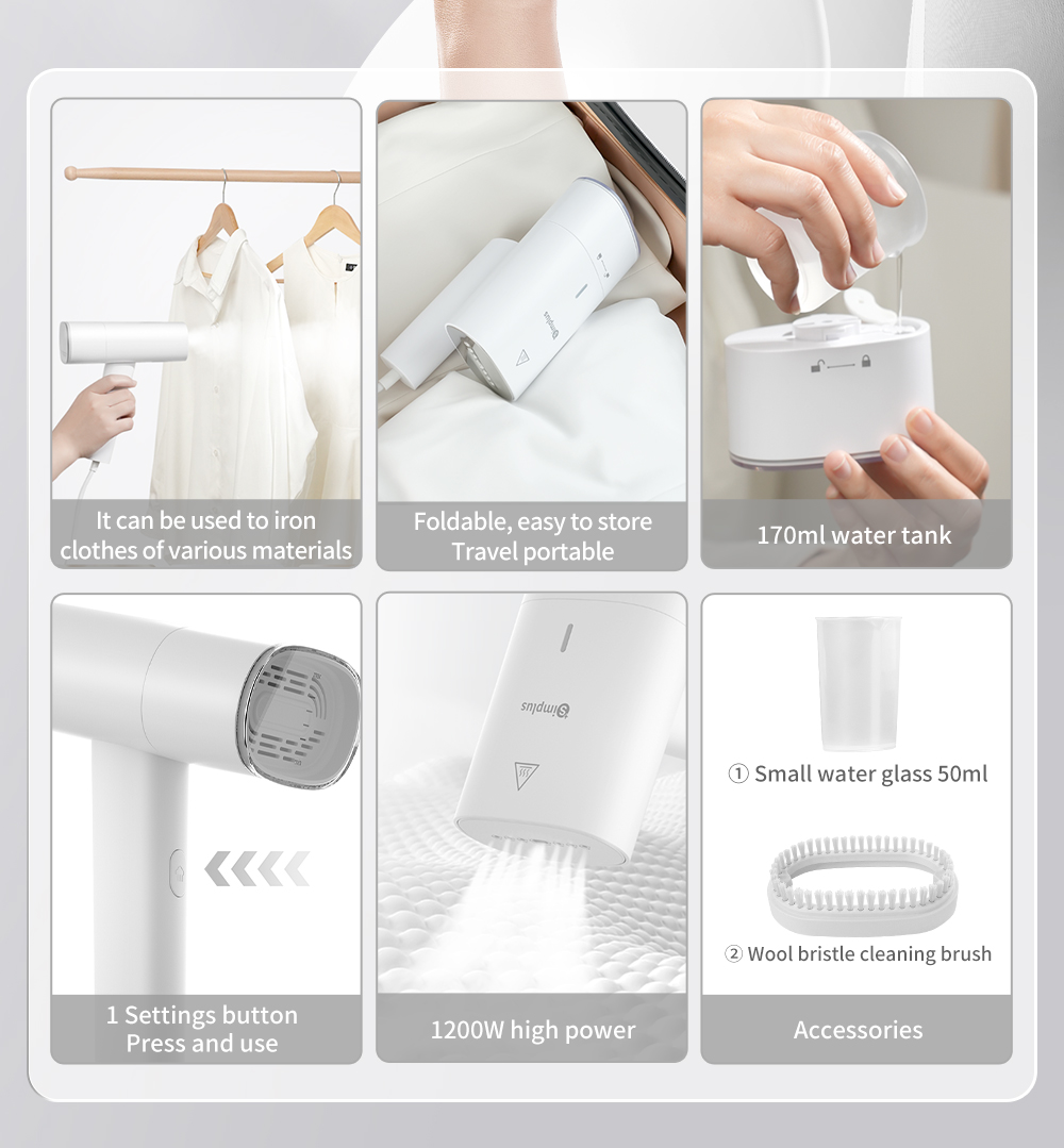 Simplus Handheld Iron Garment Steamer丨1200W丨22g/min Steam Output丨170ml ...