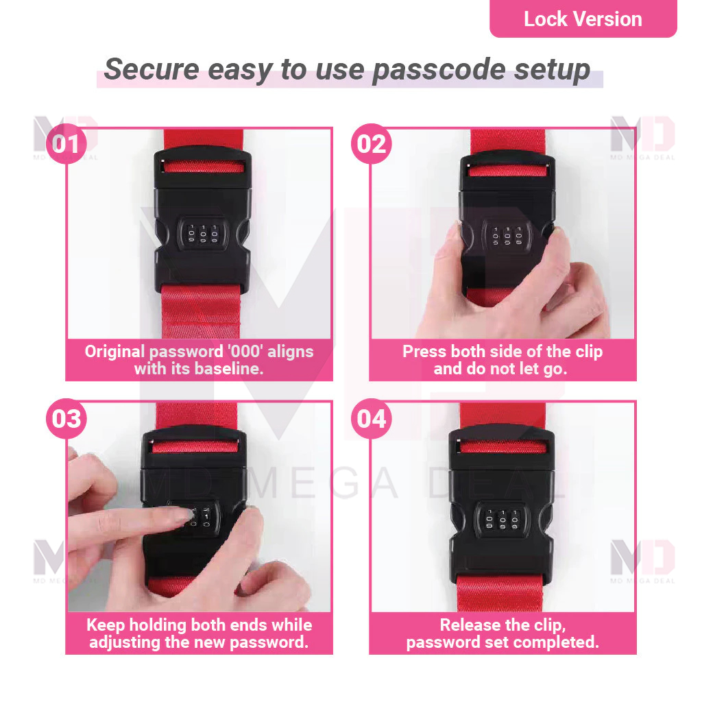 《Mega Deal》Premium Luggage Strap - Passcode Lock Bag Suitcase ...