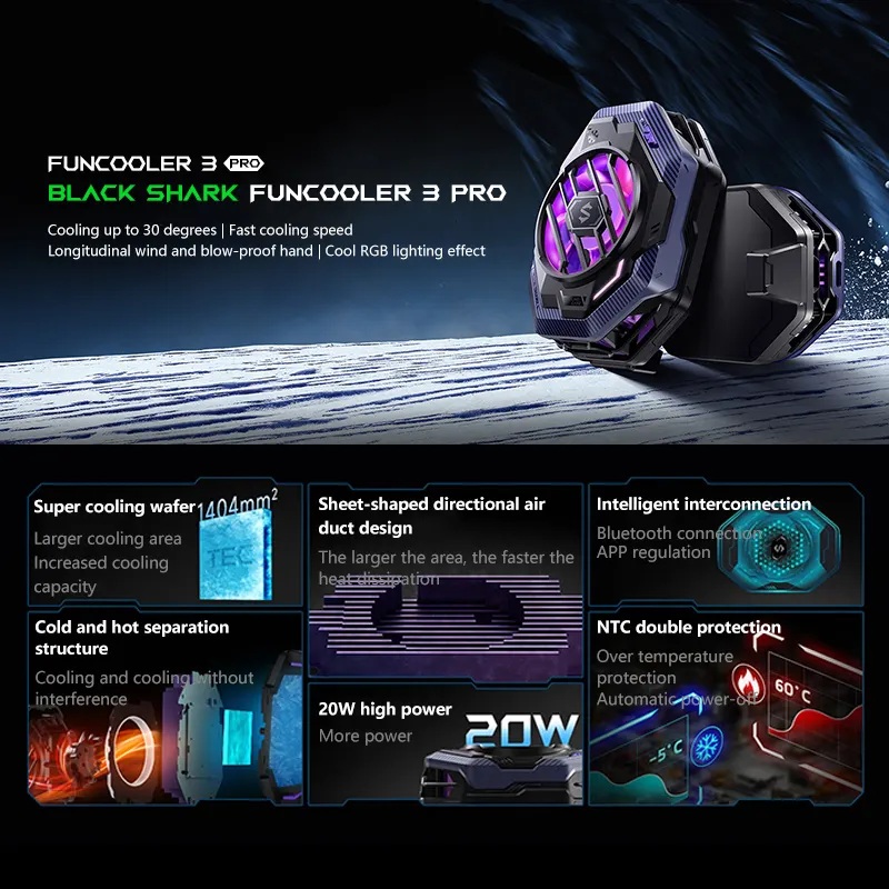 Black Shark Fun Cooler 3 Pro | 20w Instant Cooling | RGB Lighting ...