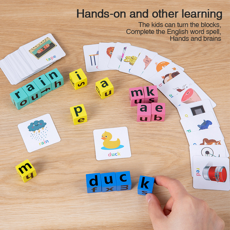 40pcs Card Letter Spelling Block Flash Cards Game English Words Early ...