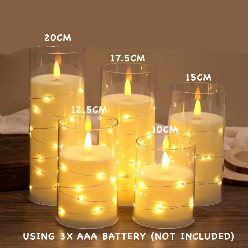 LED Swinging Candle Smokeless Flameless Swing Candles Light Warm White ...