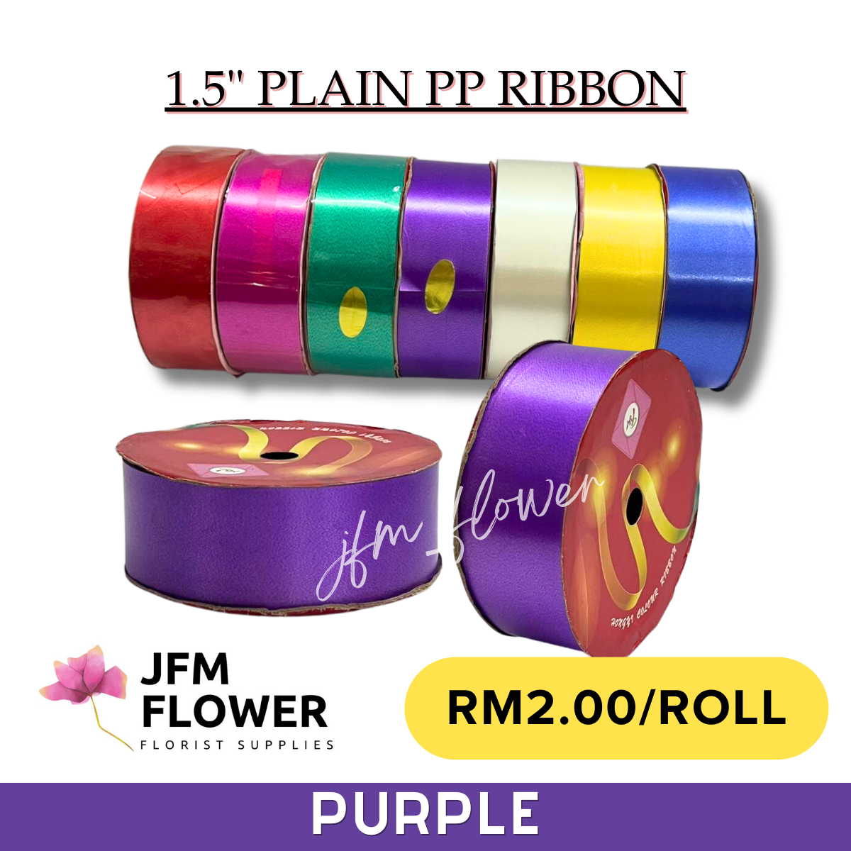[RM2.00/ROLL] 1ROLL 1.5'' Plain PP Ribbon +-15yds Riben PP Plastik ...
