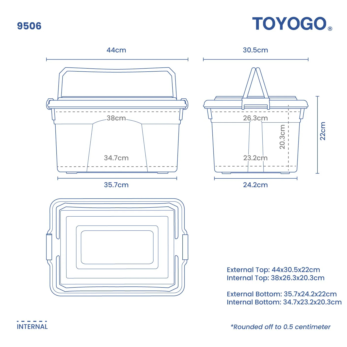 TOYOGO Handy Storage Box with Lid & Clip - Translucent 9506 (21L) [4 ...