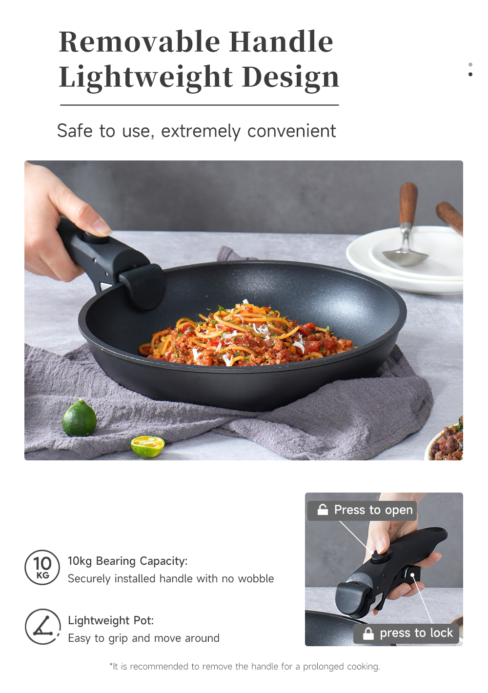 Simplus Detachable 4pcs Cookware Set丨24cm Frying Pan 18cm Saucepan with ...