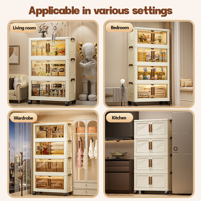 1-5Layers Storage Cabinet 2 Doors Large Space Transparent Layers ...