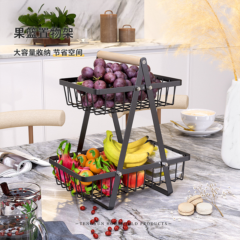 2 Tier Onion Rack Fruit Basket Rak Bawang Bertingkat Vegetable Storage ...