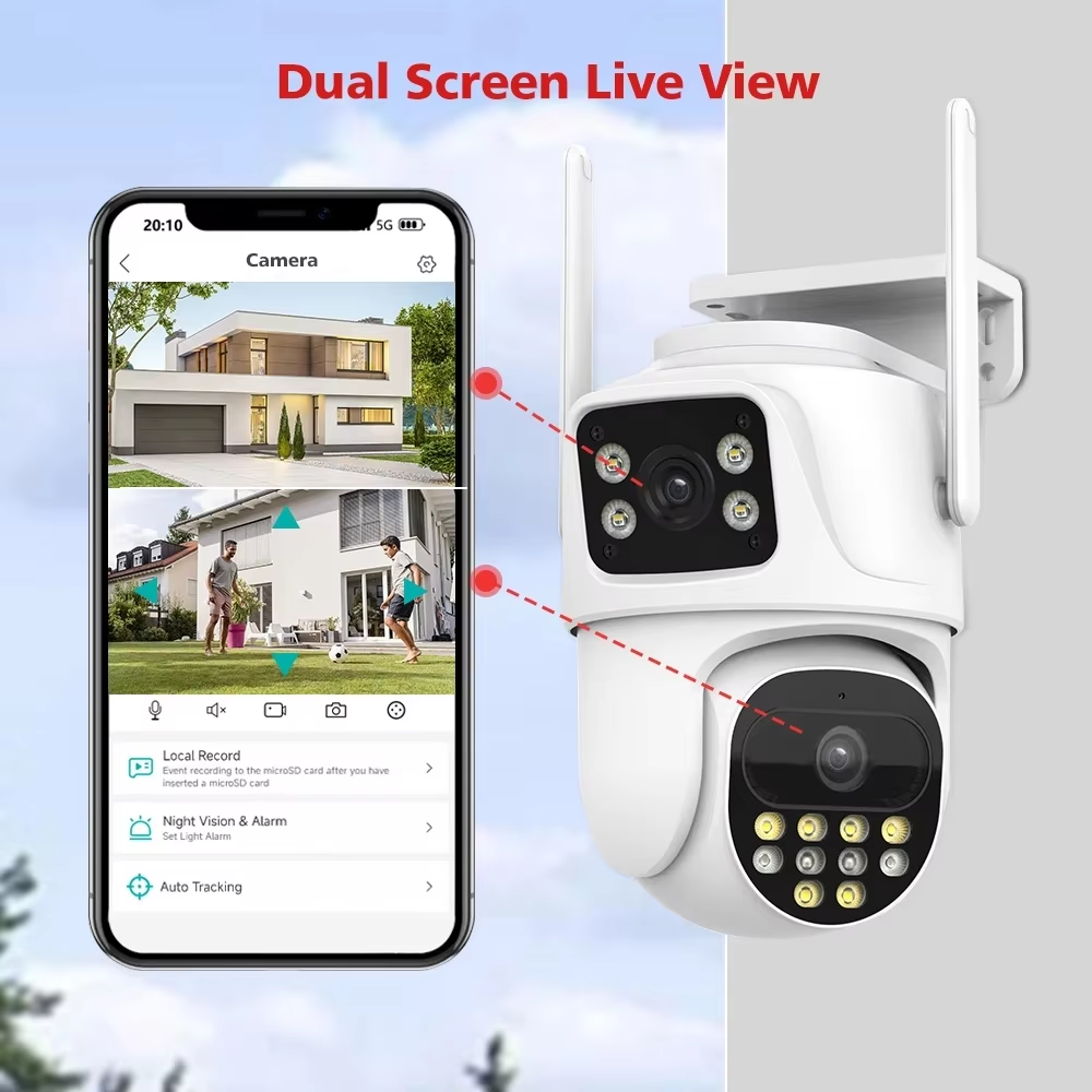 ICSEE CCTV Outdoor Dual Camera P9 1080P Wifi Connect To Cellphone Dual ...