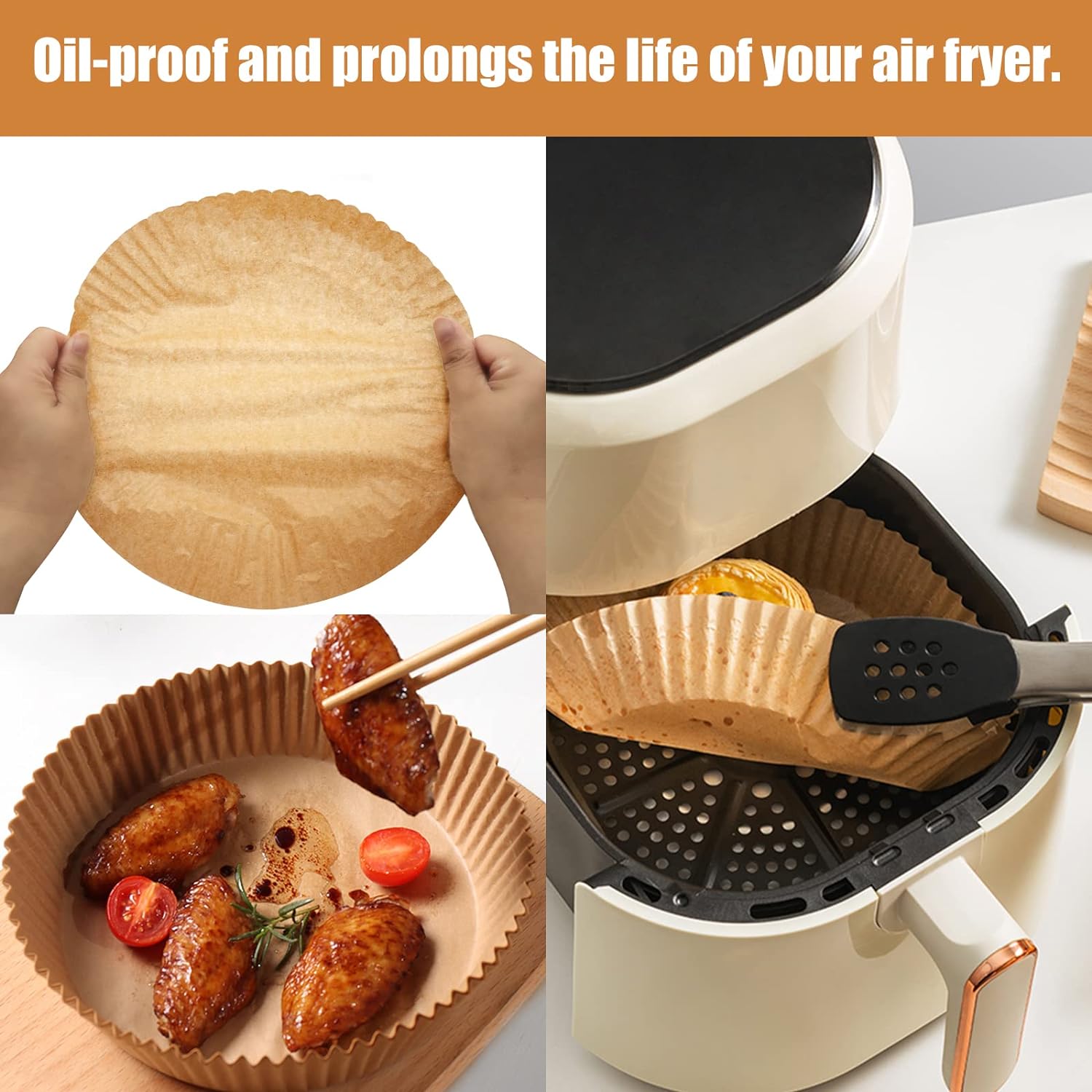 20CM Disposable Air Fryer Baking Paper Non-Stick Steaming Mat Oil-proof ...