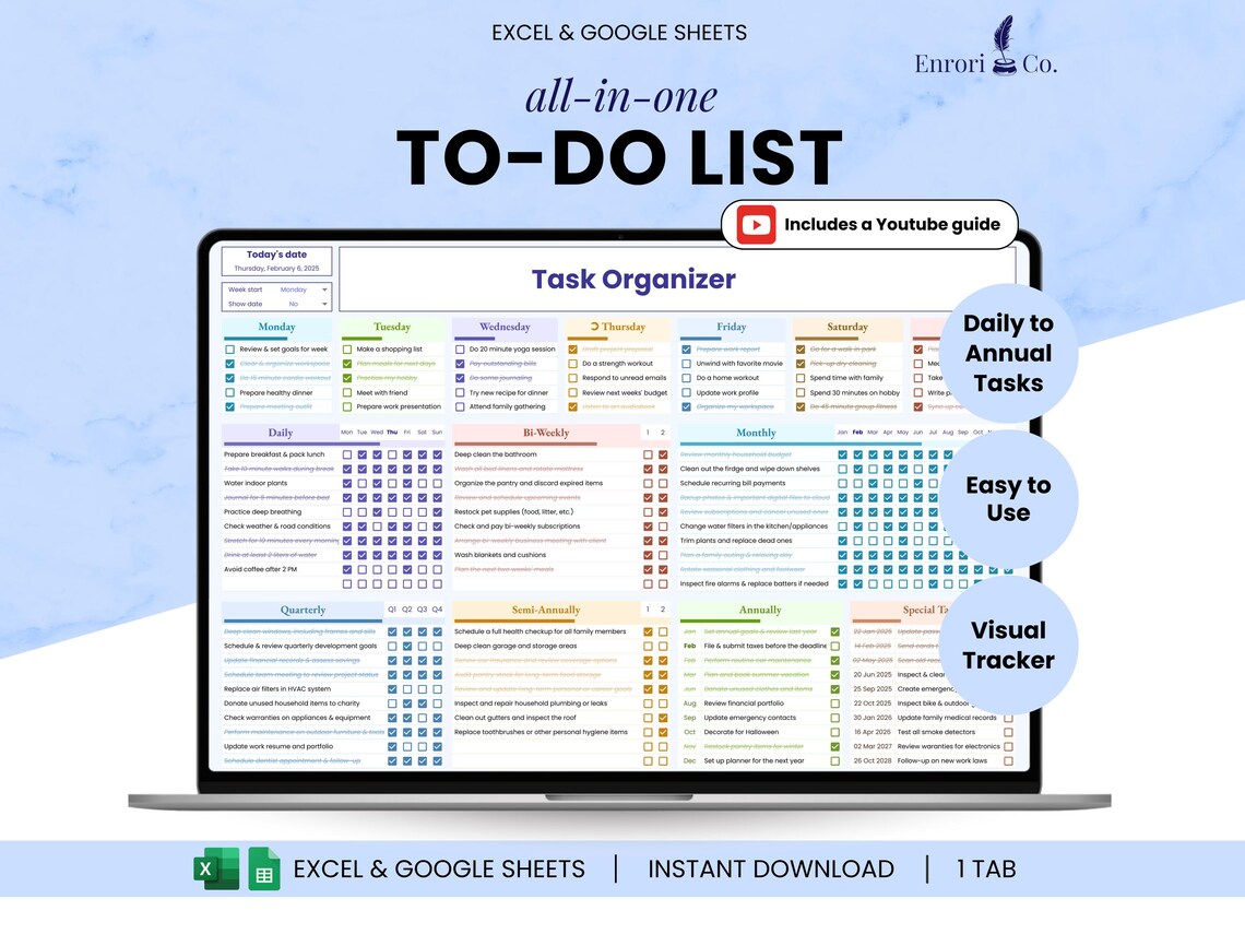 To Do List Task Tracker Daily Weekly Planner Daily Schedule Monthly ...
