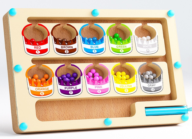 Magnetic Color Classification Game Wooden Toy Number Counting Maze ...