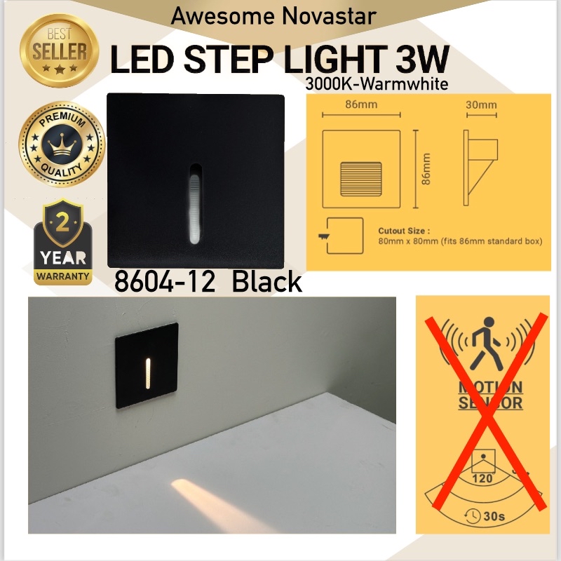 LED Wall Step Light 3W Recessed Motion Sensor Radar / Without Motion ...
