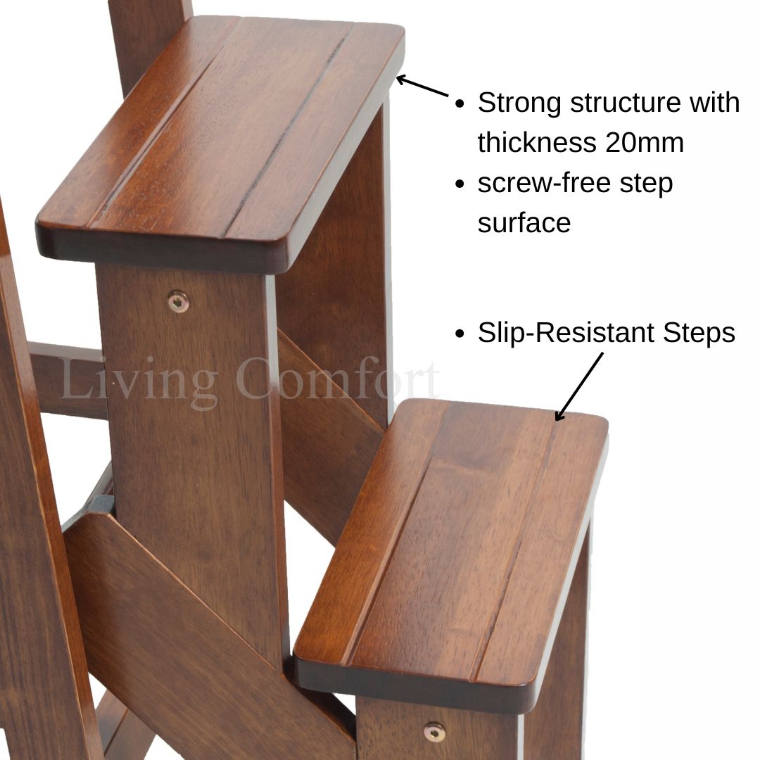 REACH Solid Wood 3 Steps Folding Step Chair 30