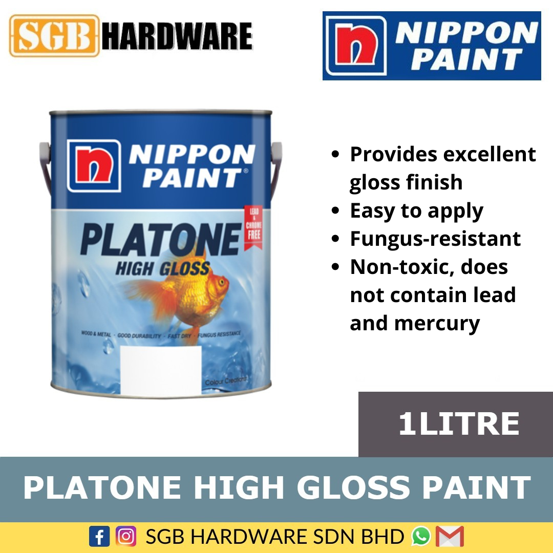 1L Nippon Paint Platone High Gloss Wood & Metal Paint Cat Kayu & Cat ...
