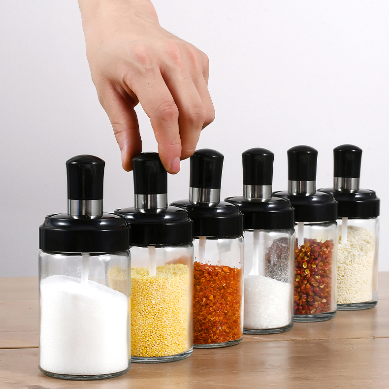 Premium Condiment Seasoning Glass Jar Bottle Container Spoon | Shopee ...