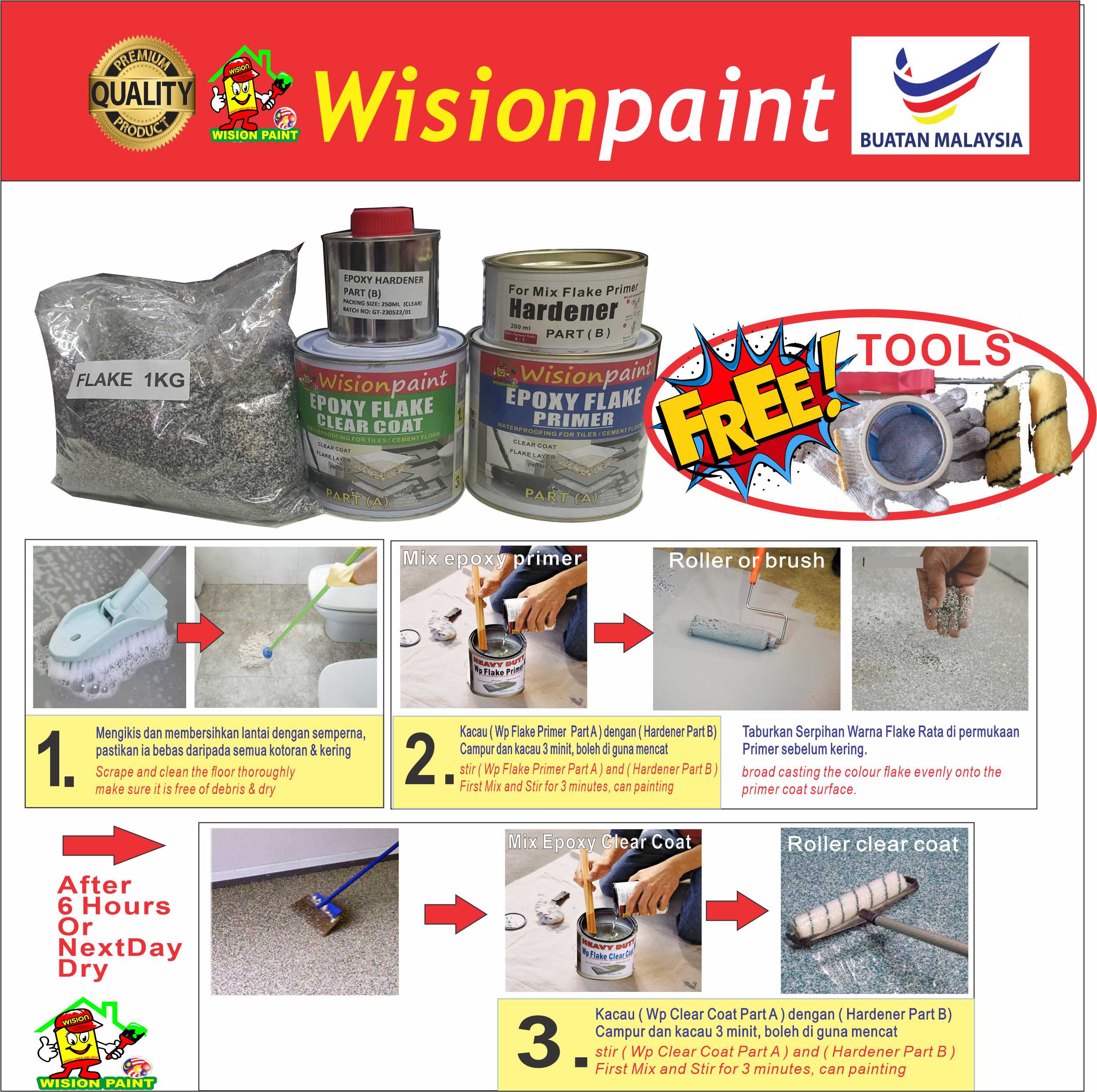 ( FREE Tools / 1KG FLAKE / 1L PRIMER /1L CLEAR ) FULL SET Flake Coating ...
