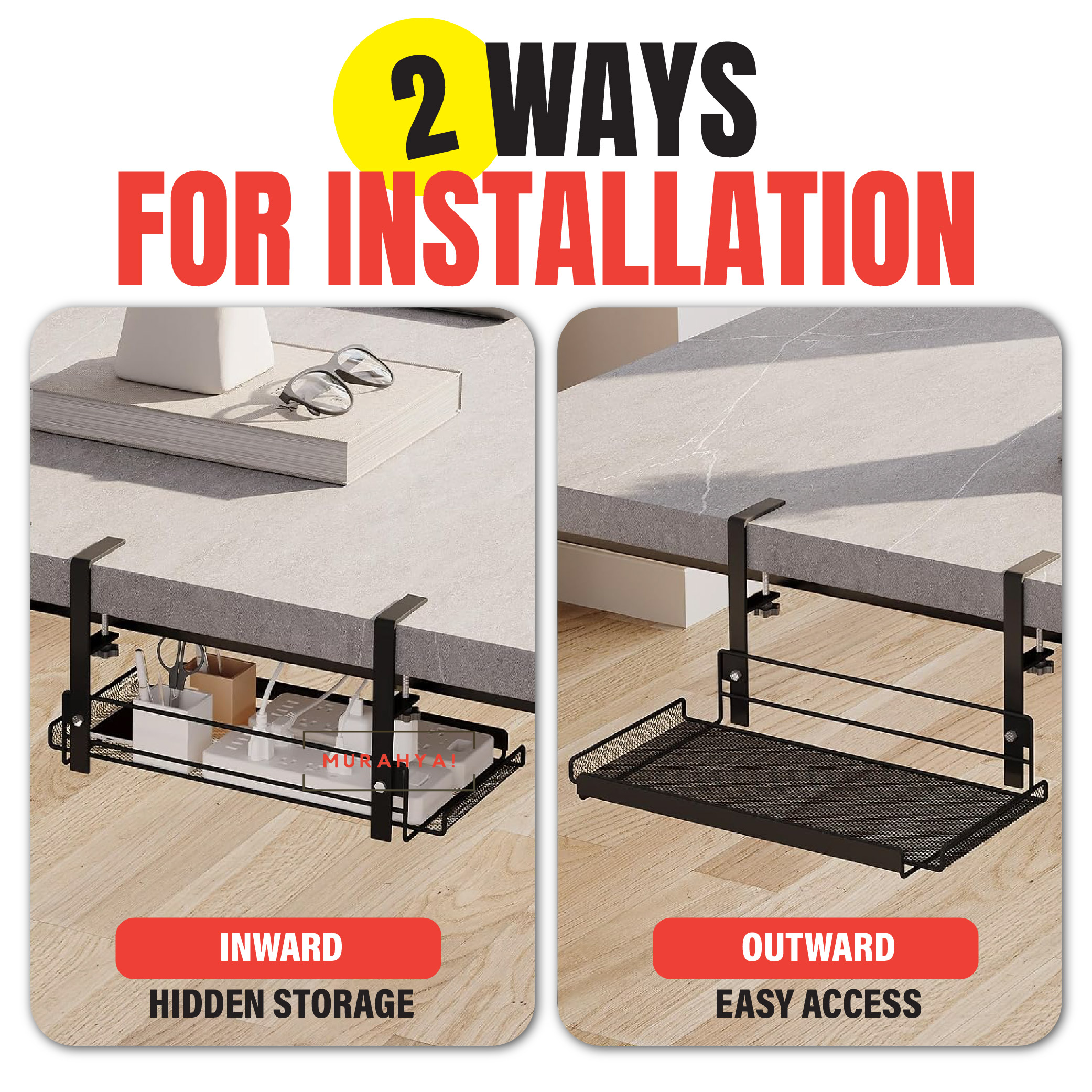 Wire Organizers Home Under Table Office Desk Storage Rack Wire Desk ...