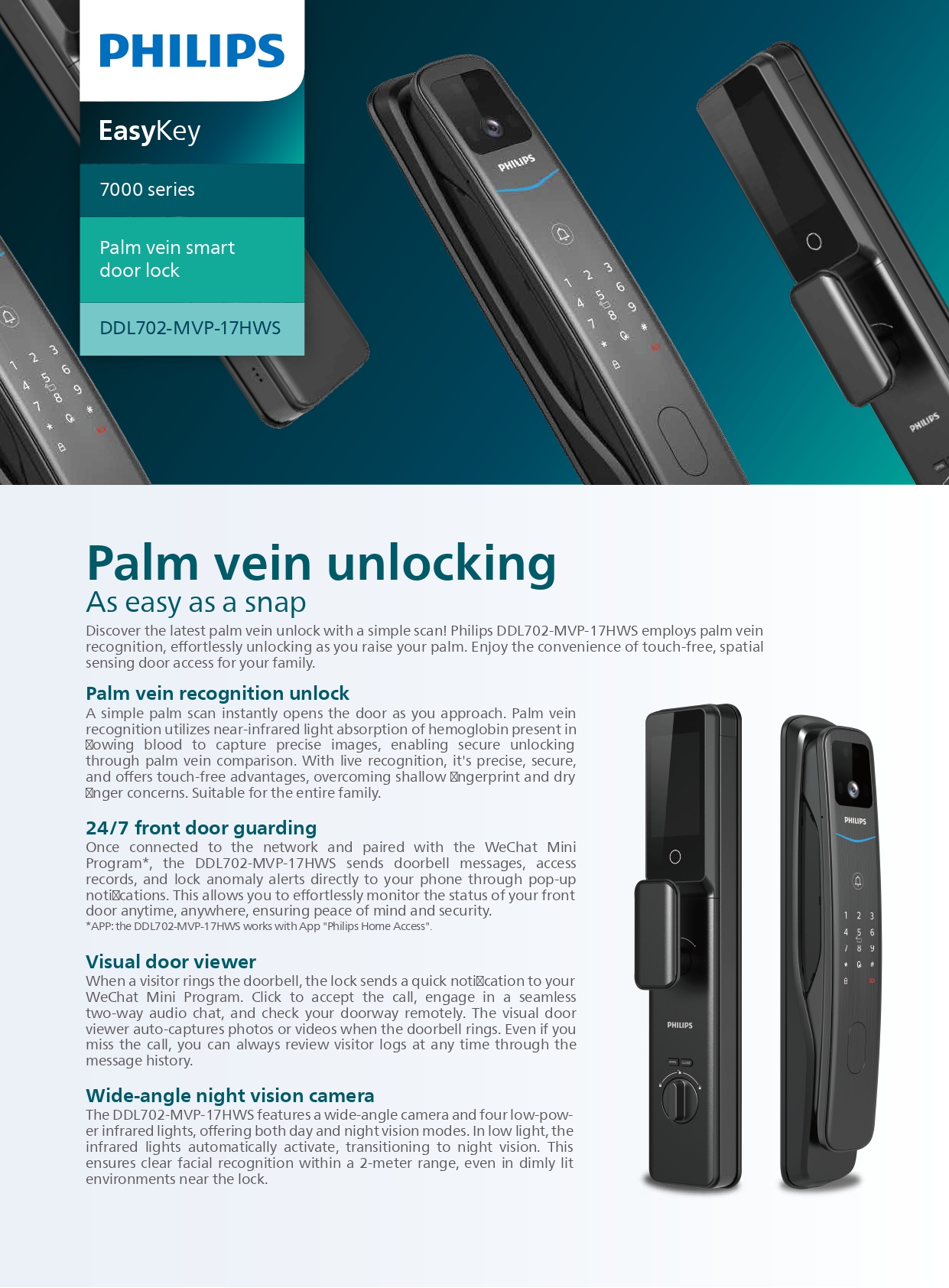 Philips Digital Lock Easy Key 702-MVP Palm Vein Unlock | Shopee Malaysia