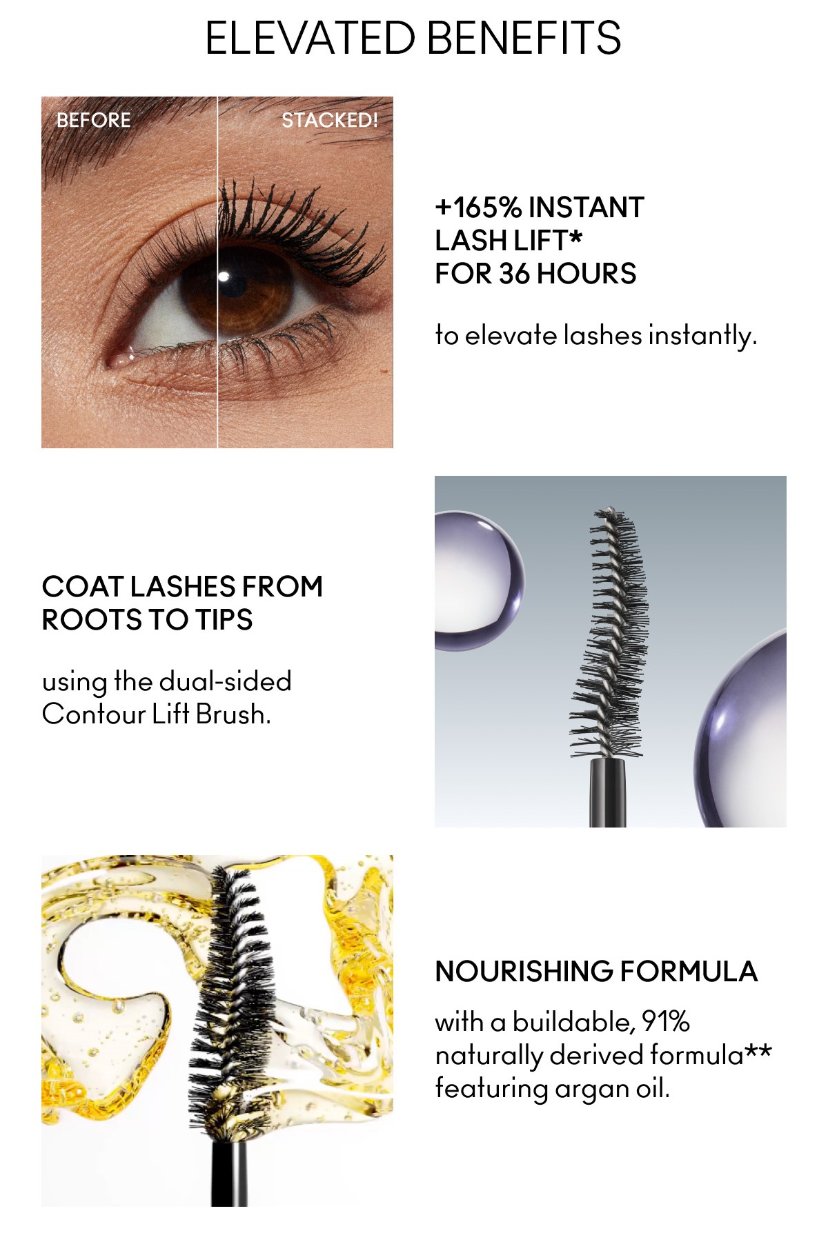 MAC MACStack Elevated Mascara / 36HR Lash Lift Curl, Buildable Volume ...