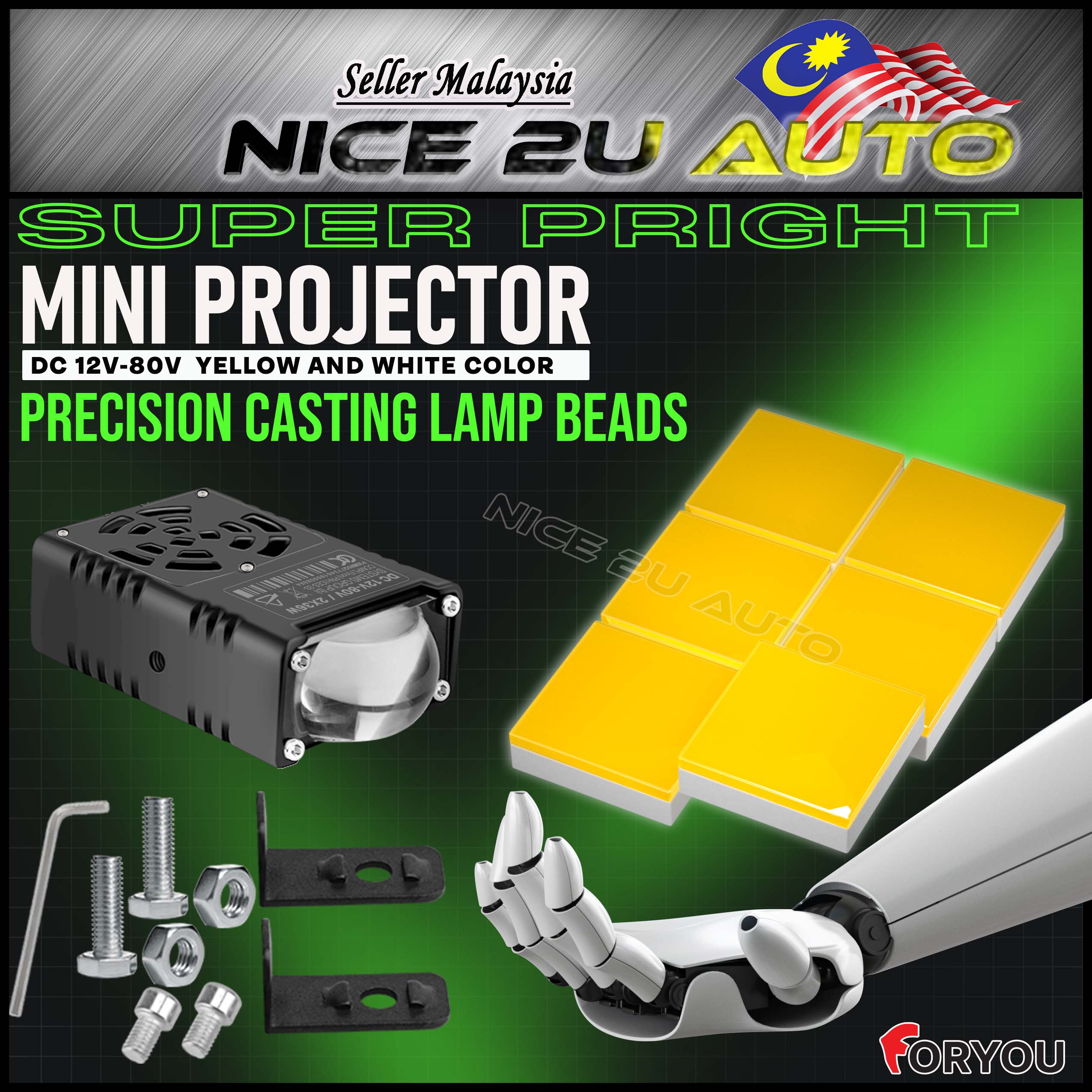 Led Mini Projector Day Light Fog Lamp High Low Beam LED Car Headlight ...