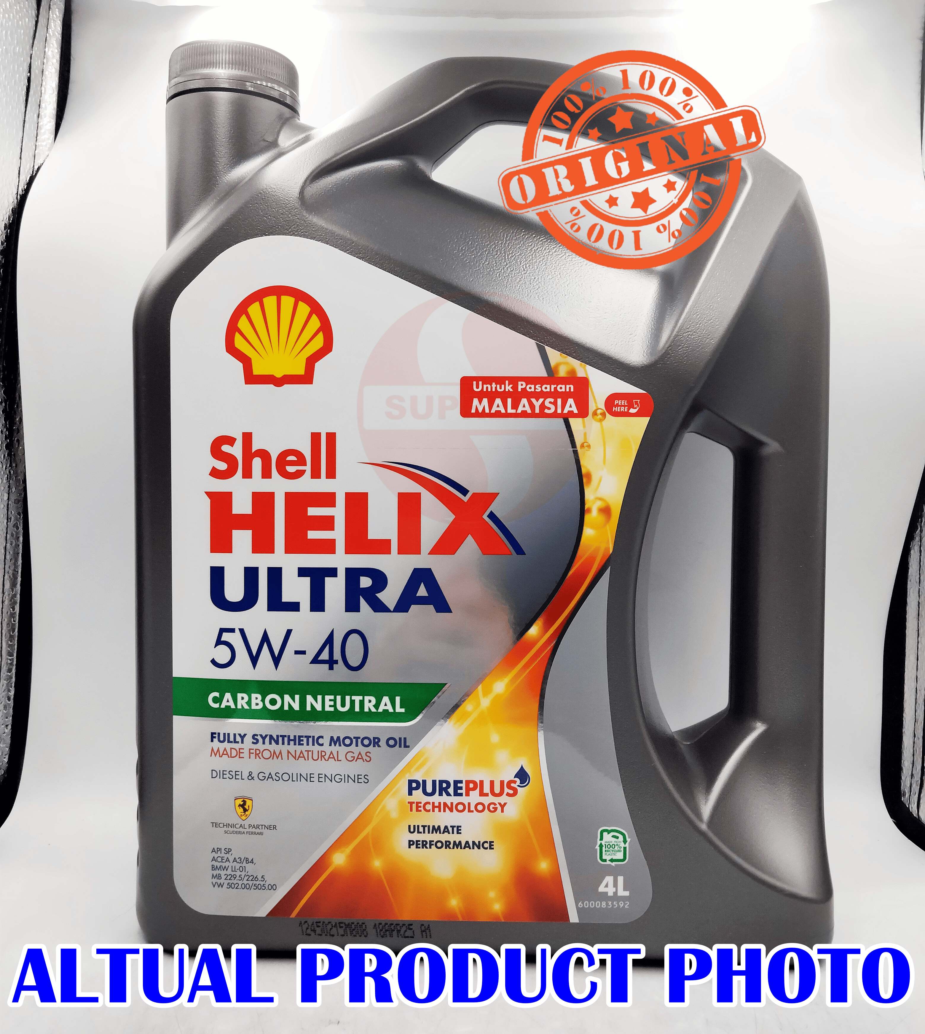 S2U Original Engine Oil Shell Helix Ultra 5W-40 Fully Synthetic 4Liter ...