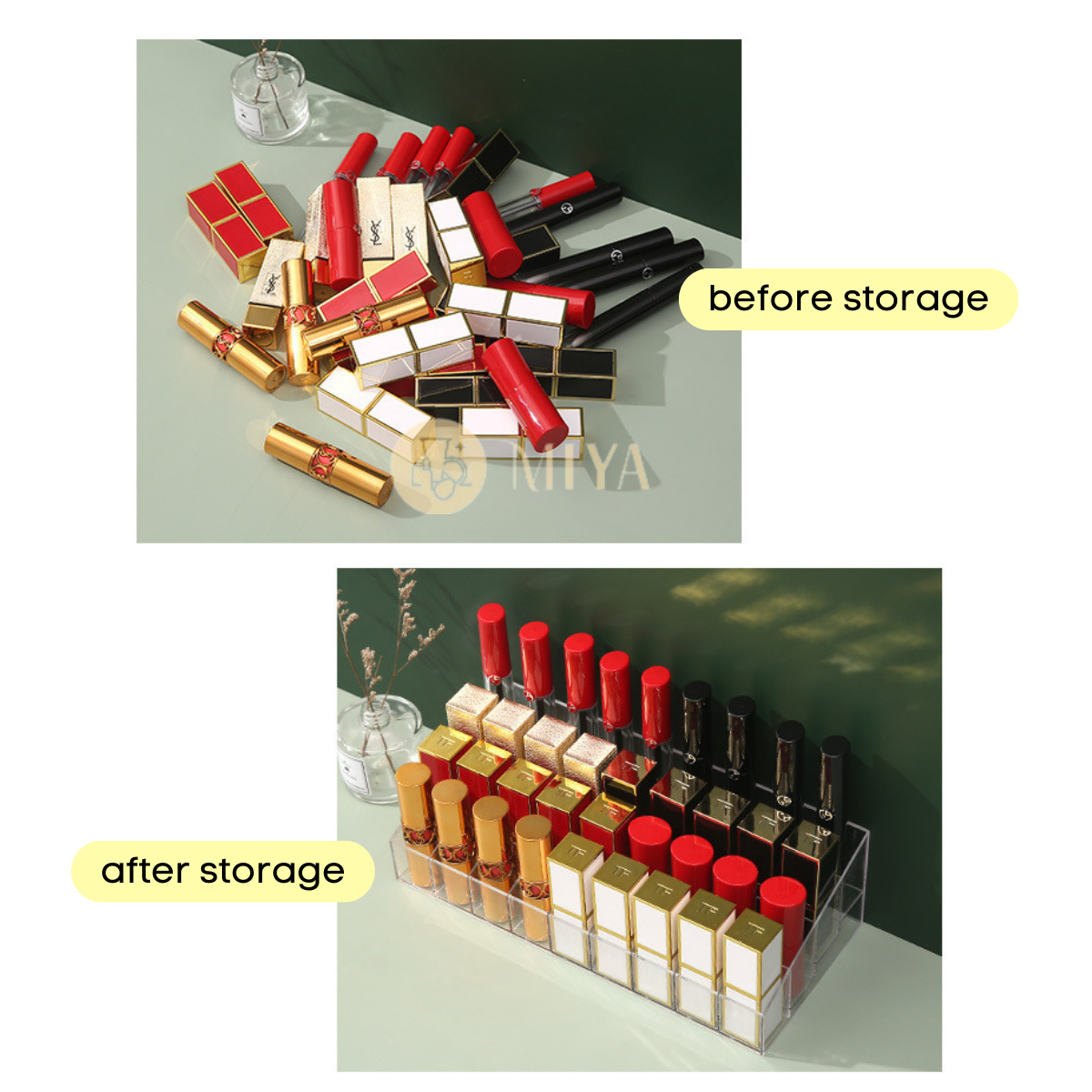 24 / 36 Grid Lipstick Organizer Holder Storage Box Transparent Display ...