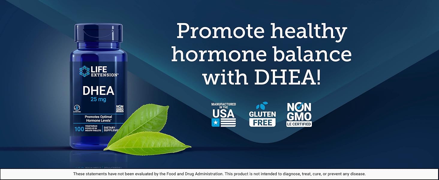 DHEA, 25 mg, 100 vegetarian dissolve-in-mouth tablets [Life Extension ...