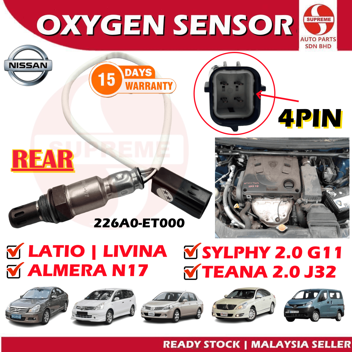 S2U Front Rear Oxygen Sensor O2 Sensor Exhaust Nissan Latio Livina ...