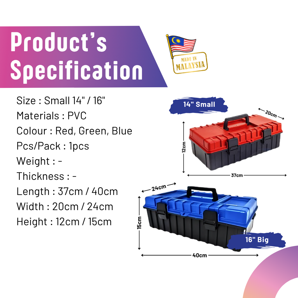 Heavy Duty Multipurpose PVC Plastic Tool Box / Plastic Toolbox with ...