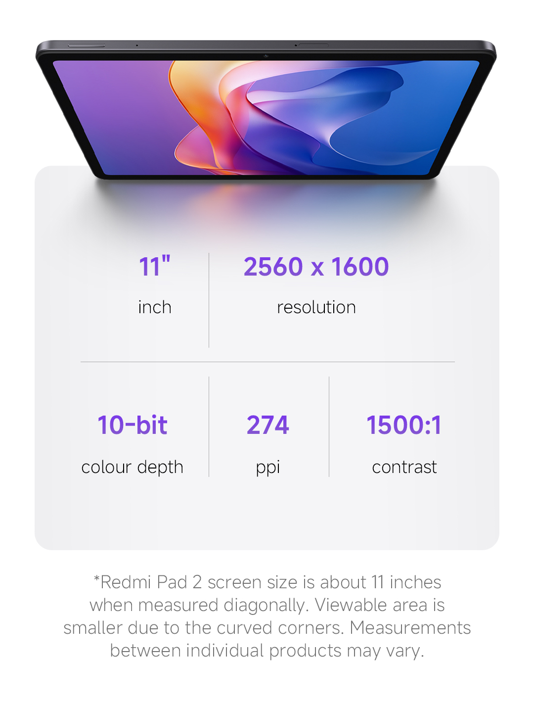 REDMI Pad 2 Tablet | 11'' 2.5K 90Hz display/9000mAh battery/quad ...