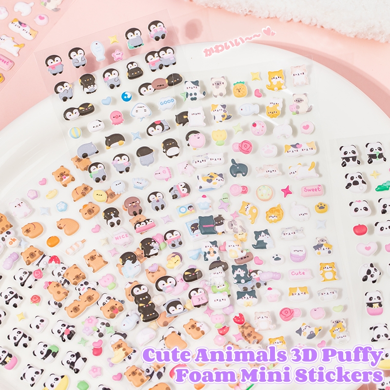Kawaii Cute Animals 3D Puffy Foam Mini Stickers DIY Decorations Journal ...