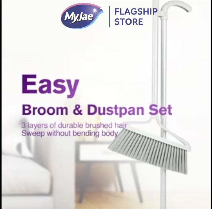 MyJae Easy Clean Broom and Dustpan Set Lightweight for Home, Office ...