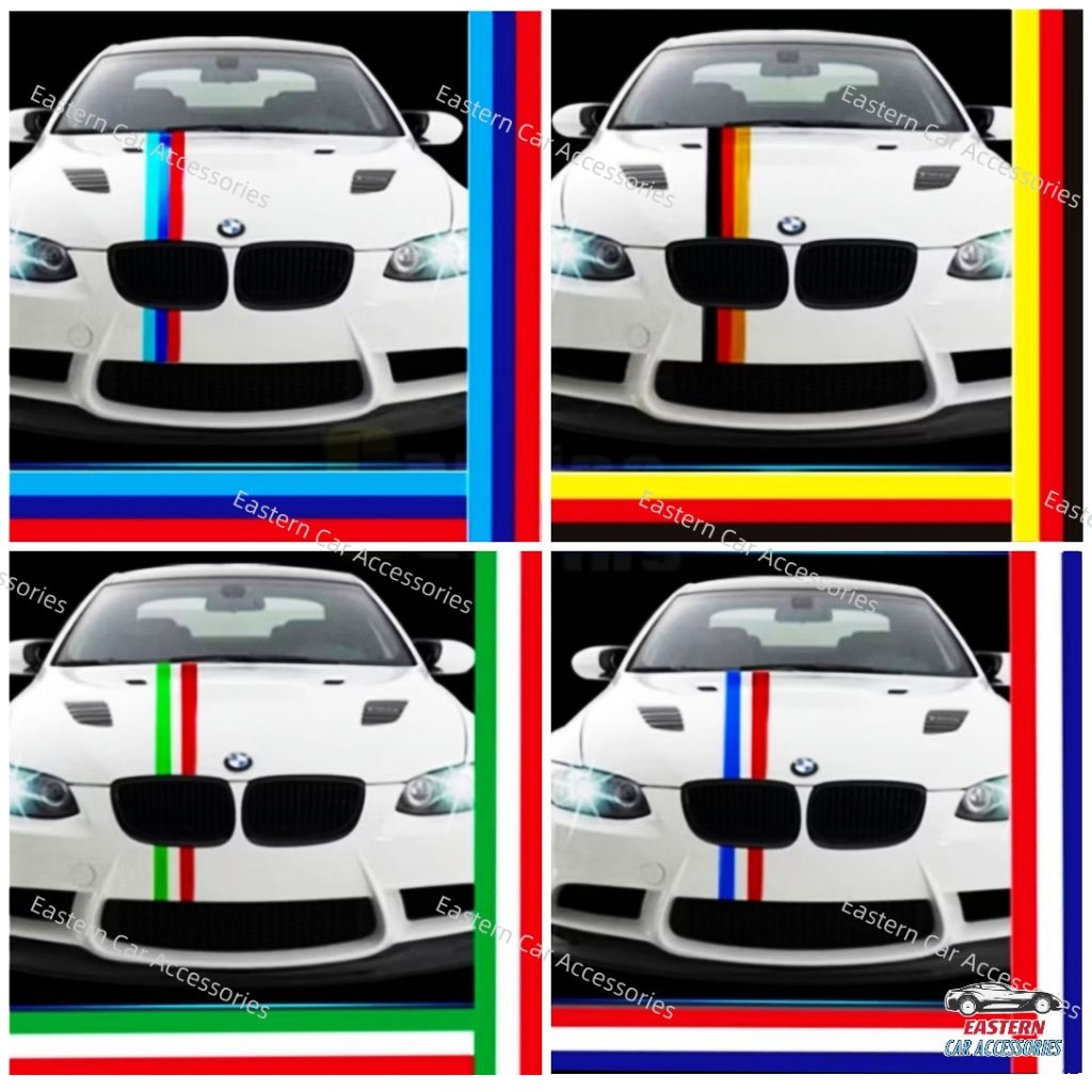1meter Car Bonnet Striped Sticker Hood Roof Fender Flag Racing Sticker ...