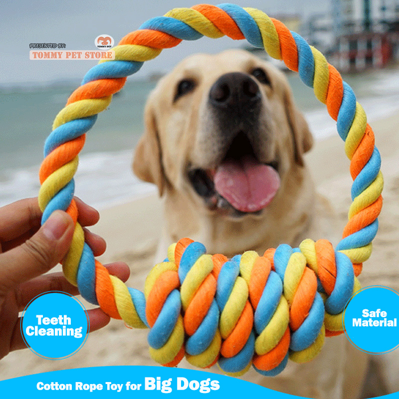Pet Rope Knot Chew Toy with Handle for Large Breed Dogs Durable Chew ...