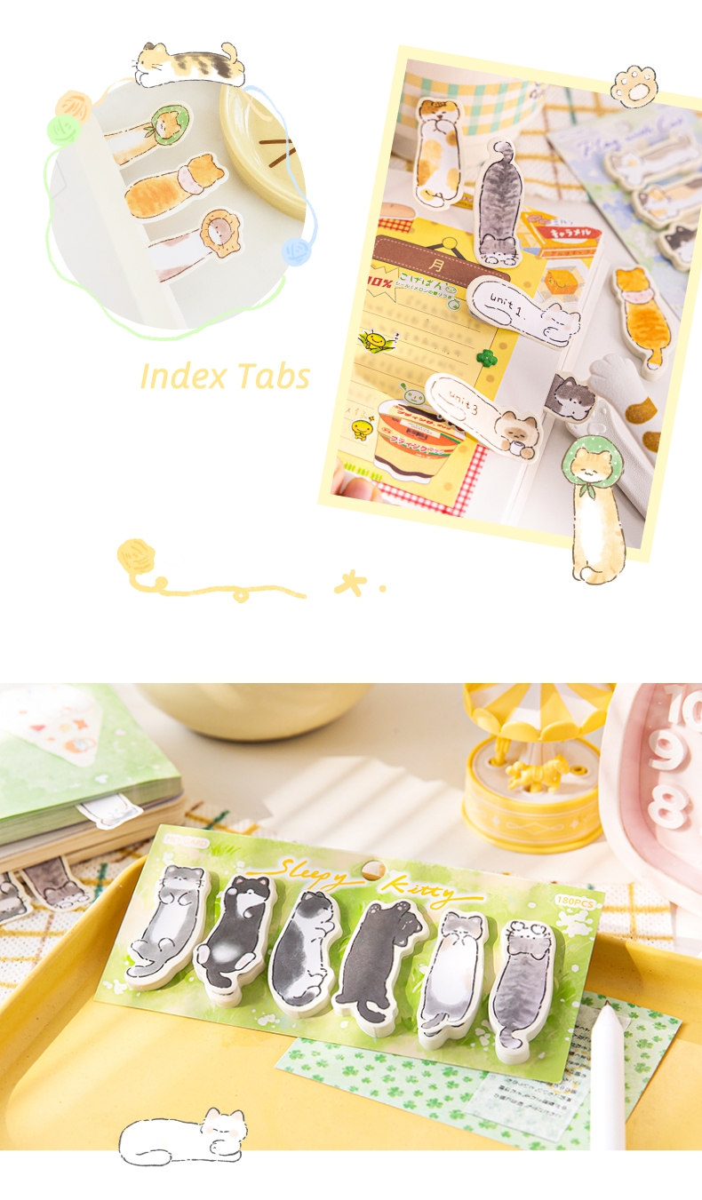 Cute Cat Shape Little Kitten Index Sticky Notes Memo Tabs Bookmark Tags ...