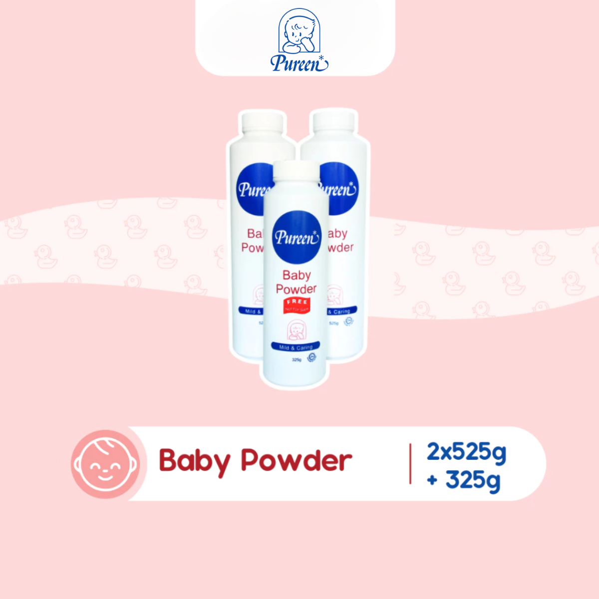 PUREEN BABY POWDER MILD & CARING 525G X2 + 325G | Shopee Malaysia