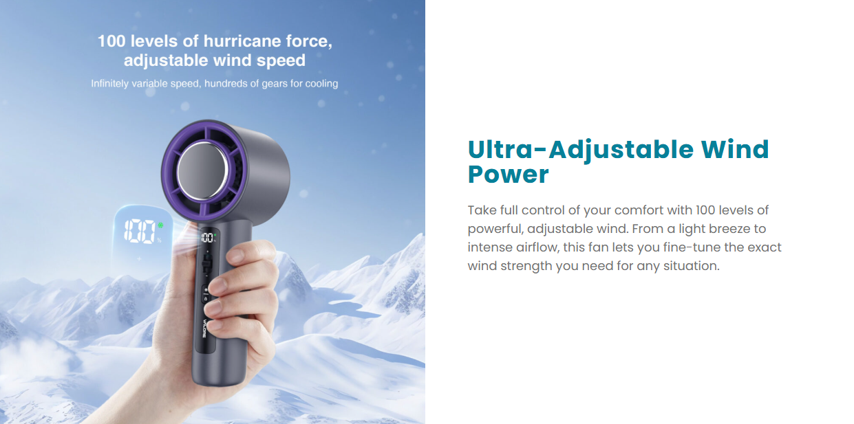 Valore FA-008 High-Speed Portable Fan Light and Compact 100 Speeds of ...