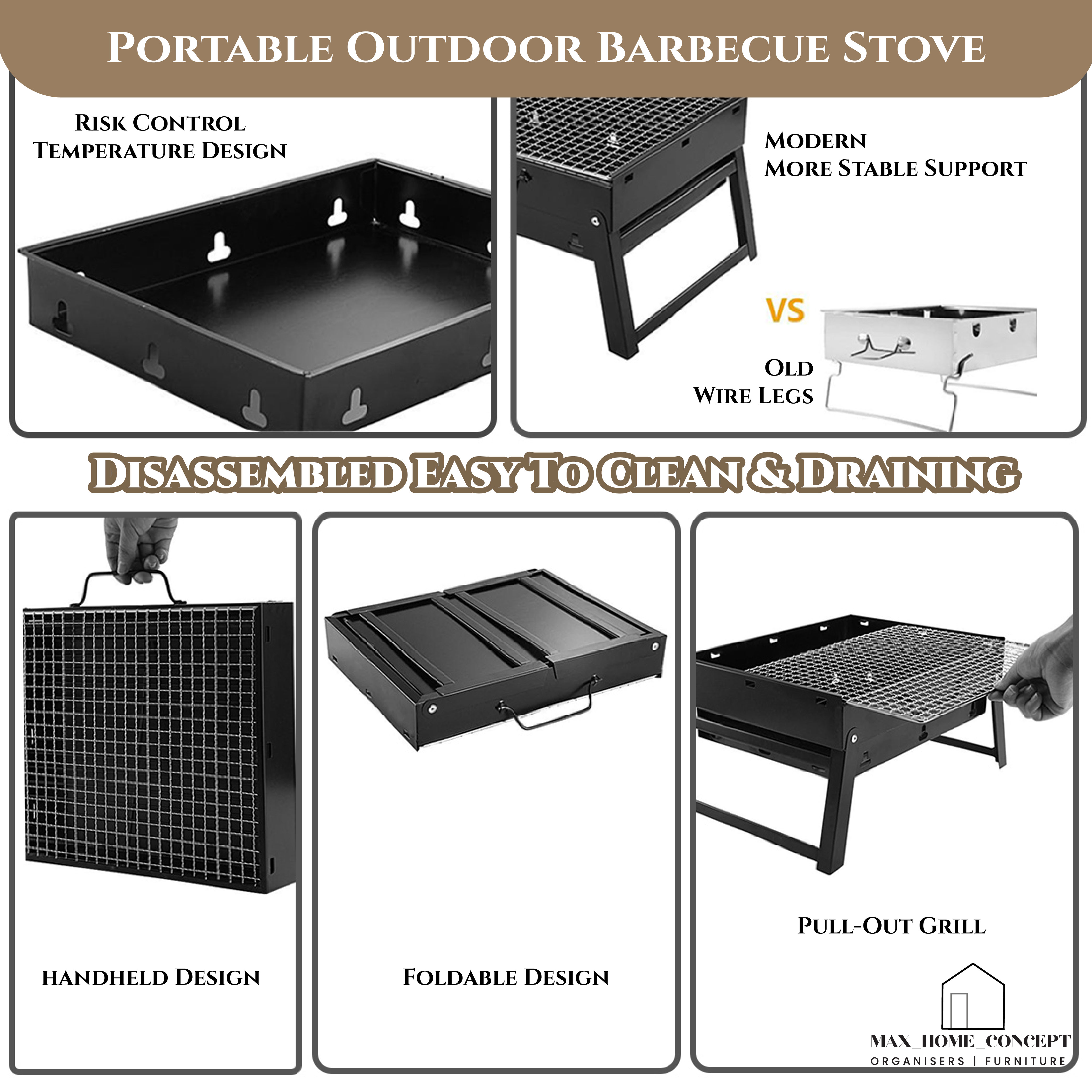 Portable BBQ Rack | Foldable BBQ Rack | Charcoal Barbecue Rack | Picnic ...