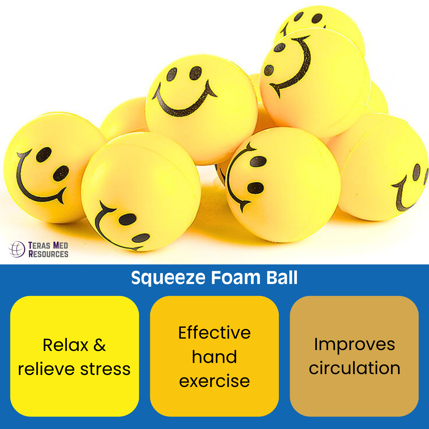Smiley Soccer Stress Ball, Squeeze Sponge Foam Ball for Hand Exercise ...