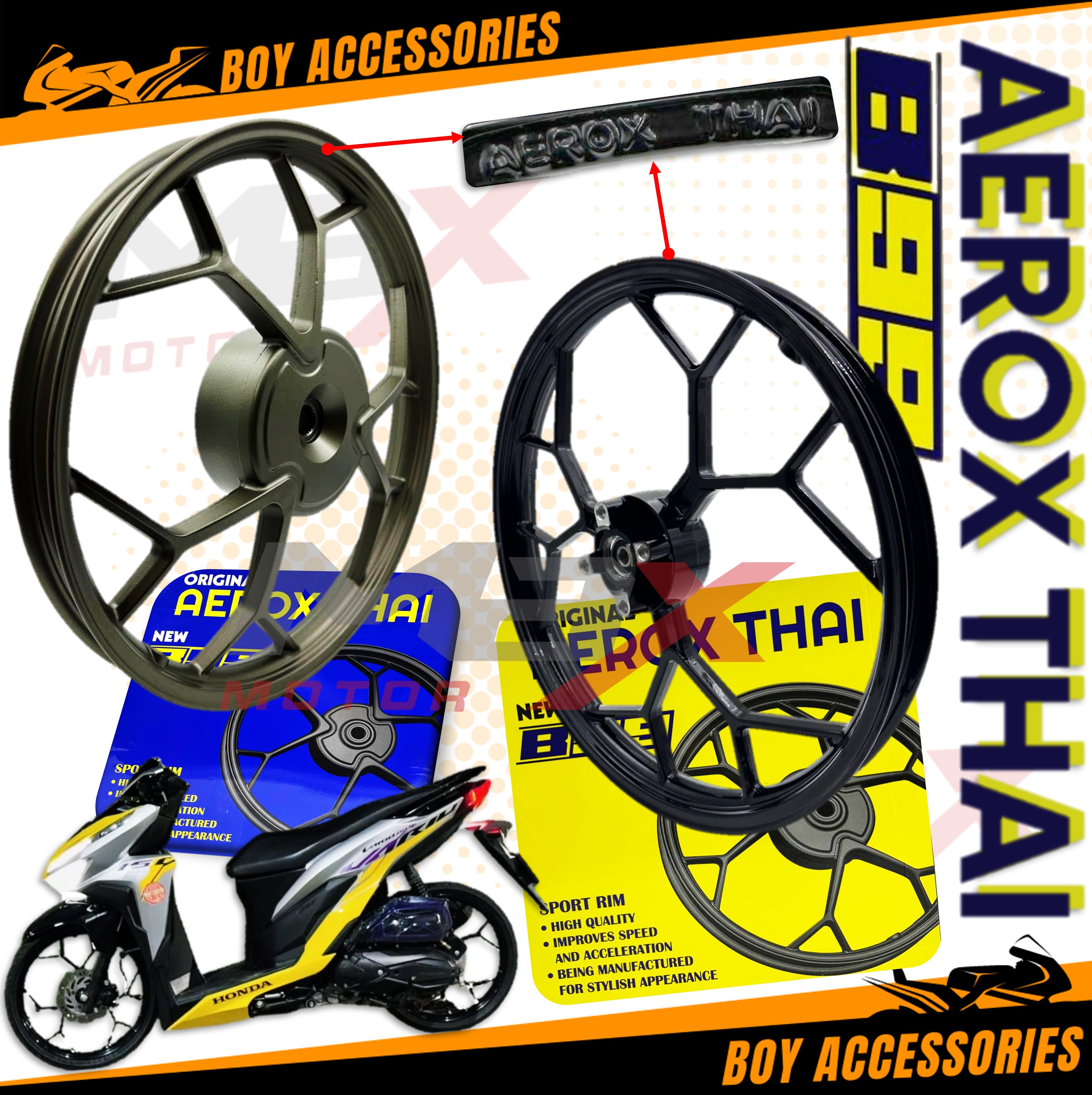 ORIGINAL AEROX THAI CNC SPORT RIM VARIO 125 150 SIAP BEARING BUSH 1.4/1 ...