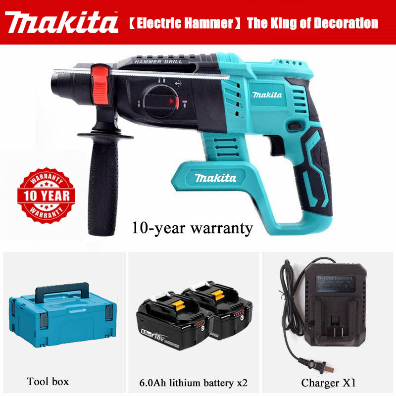 Makita Cordless Hammer Drill 21V Battery Rotary Impact Hammer Electric ...