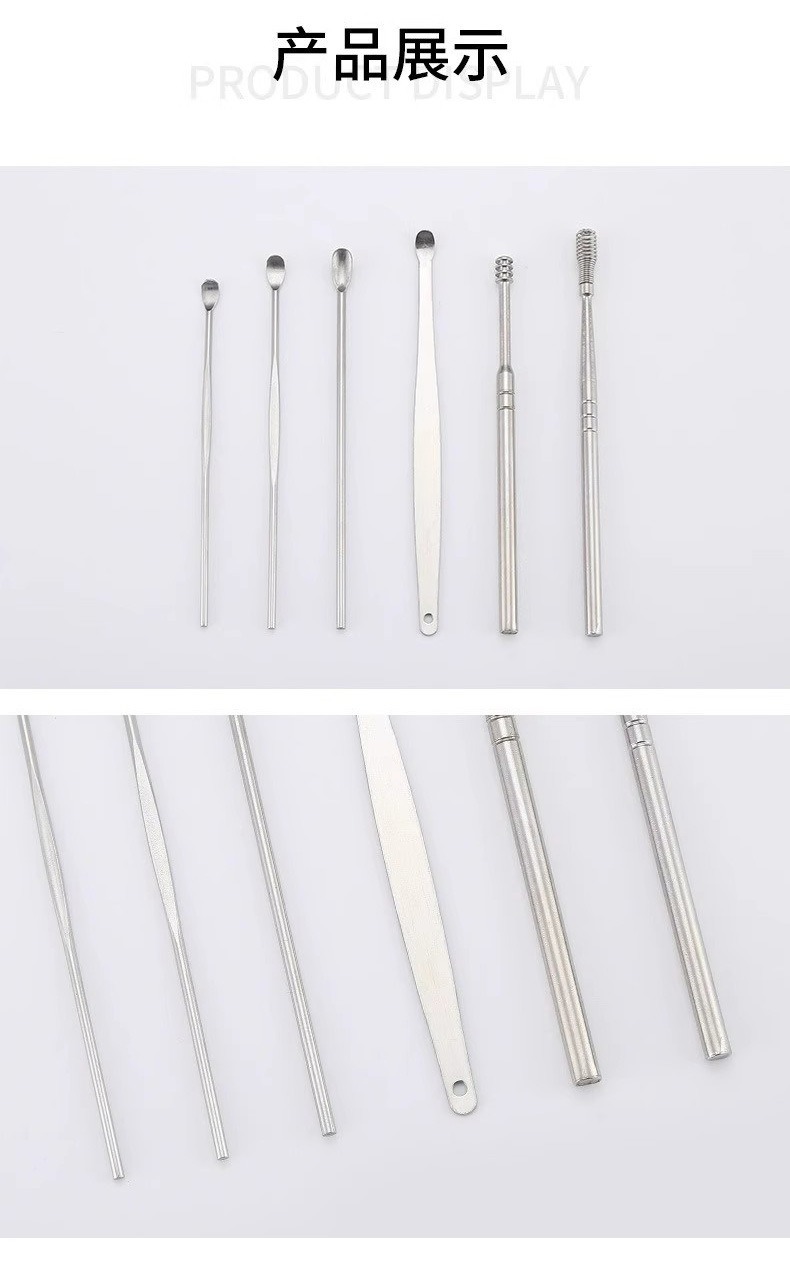 6in1 Set Telinga Stainless Steel Ear Scoop Set Baby Kids Ear Cleaning ...
